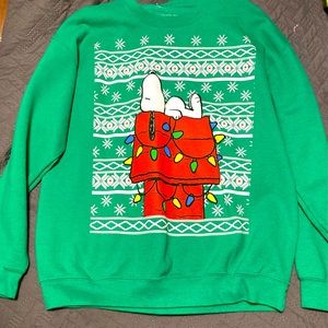 Snoopy Doghouse Xmas Lights Peanuts Christmas Sweater Brand New Unisex Large
